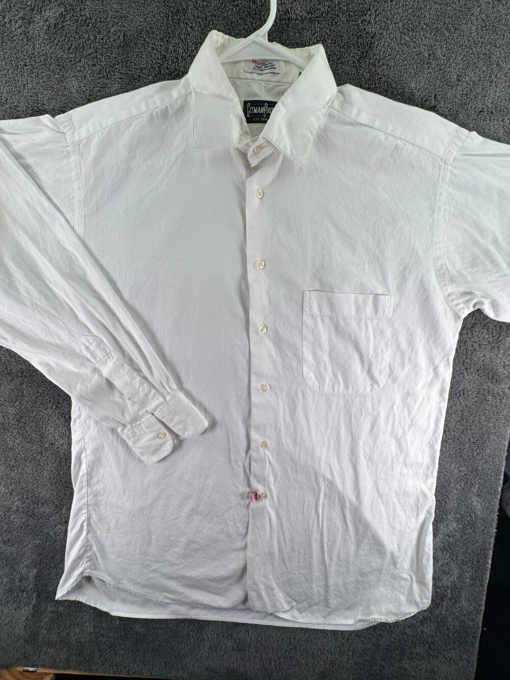 Gitman Bros Long Sleeve Button Up Shirt Men’s 17 34 White TTX Pinpoint Cotton